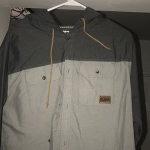 Button down long sleeve with hoodie